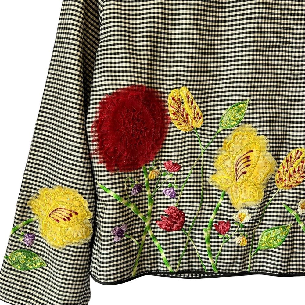 Vintage ANAGE jacket: gingham, embroidered, beaded, sequined, floral details - Picture 11 of 17